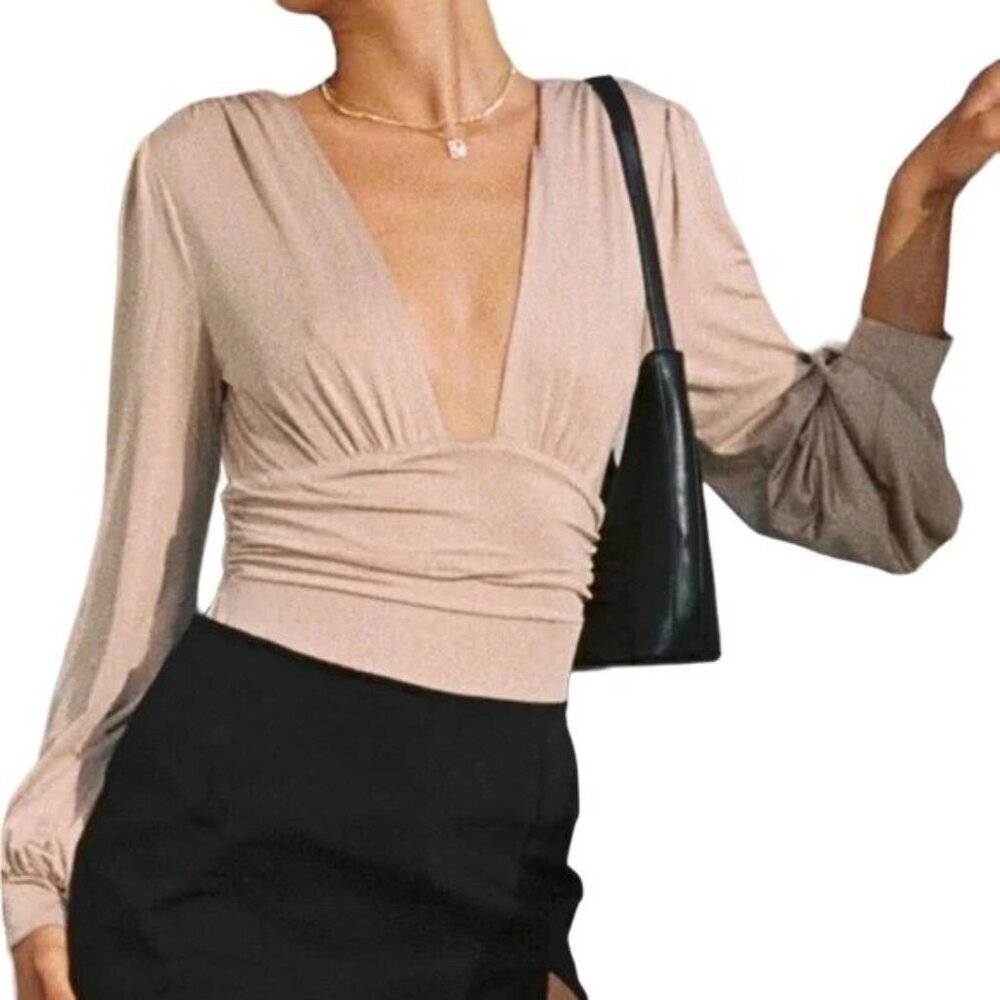 Princess Polly Beige Long Sleeve Bodysuit